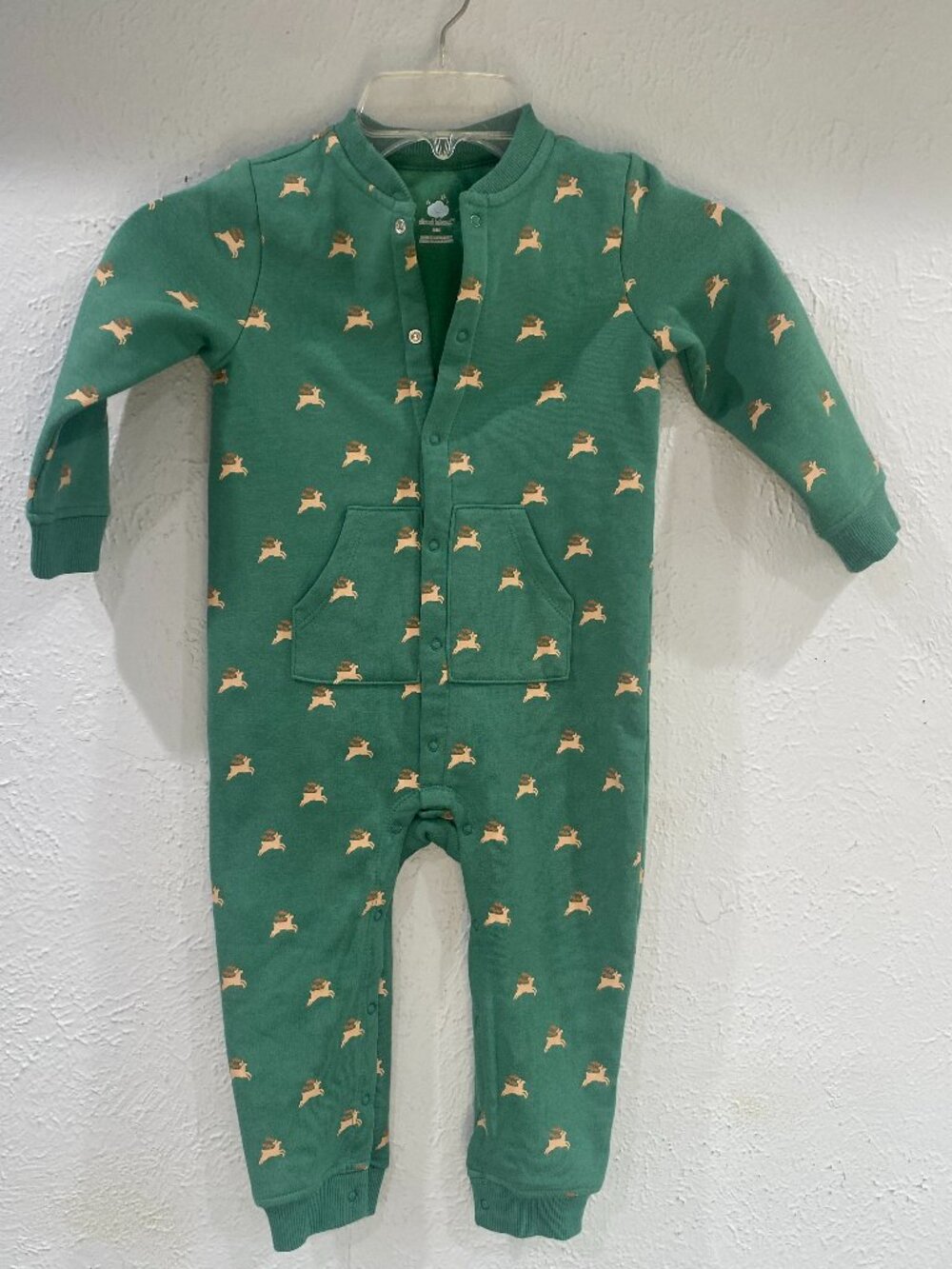 Cloud Island, NWOT, baby boy's 24 M, one piece long sleeved pant in green w/deer